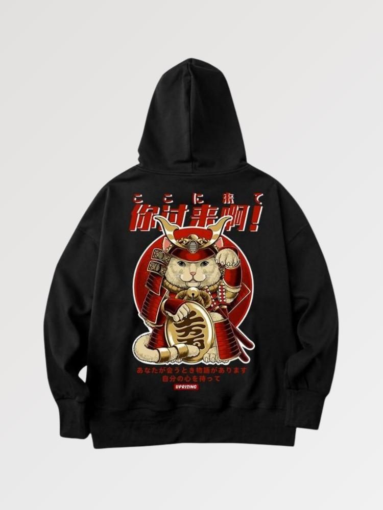 Neko-Hoodie 'Maneki x Samurai' – Hoodie im Streetwear-Stil für Herren und Damen