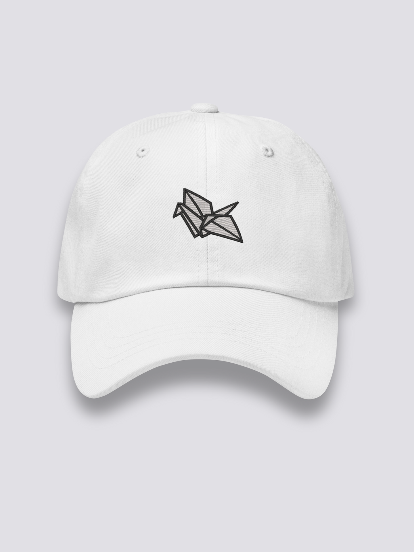 Origami-Cap – japanische Cap, gestickter geometrischer Origami-Kranich, Seitenansicht