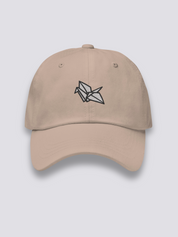 Origami-Cap – japanische Cap, gestickter geometrischer Origami-Kranich, Vorderansicht