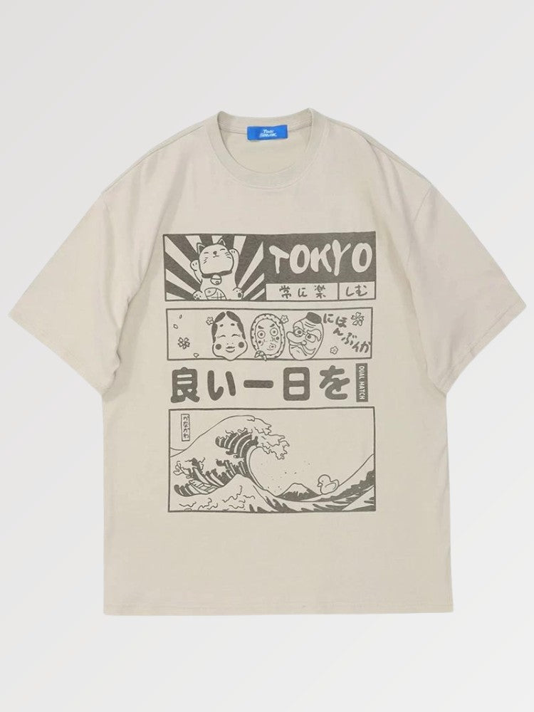 Oversize japanisches T-Shirt 'Der Sturm' – T-Shirt im Streetwear-Stil für Herren und Damen
