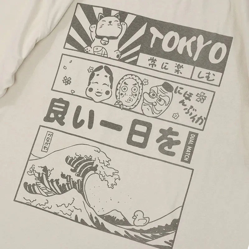 Oversize japanisches T-Shirt 'Der Sturm' – Styling-Aufnahme im Streetwear-Stil
