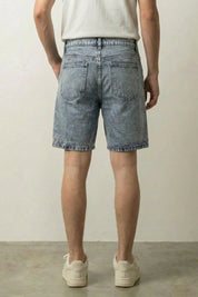 Patchwork Denim Shorts, Rückansicht – Denim-Shorts Herren japanischer Streetwear