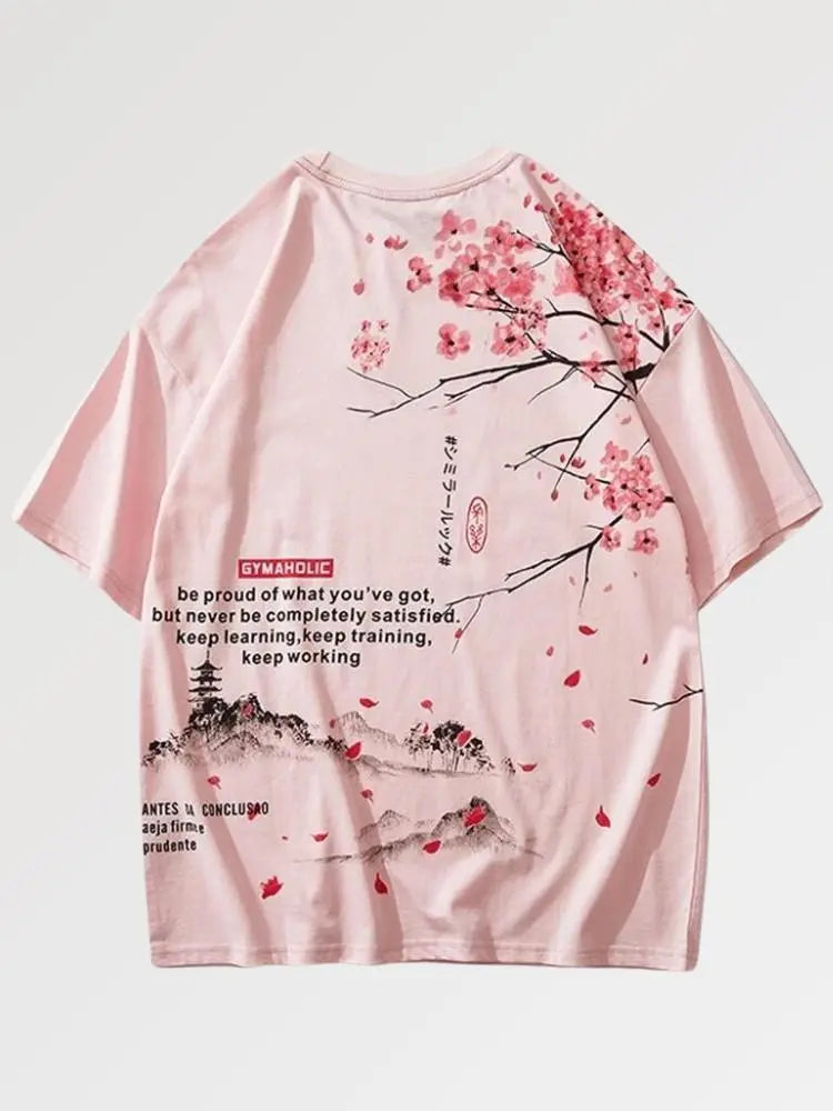 Rosa japanisches T-Shirt 'Inazawa' – T-Shirt im Streetwear-Stil für Herren und Damen