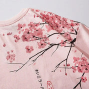 Rosa japanisches T-Shirt 'Inazawa' – Baumwolle: detailreicher T-Shirt im japanischen Stil