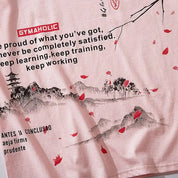 Rosa japanisches T-Shirt 'Inazawa' – Nahaufnahme T-Shirt mit japanischem Motiv