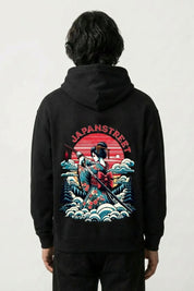 Japanischer Kapuzenpulli mit Druck - げいしゃ – Studioaufnahme Rückseite