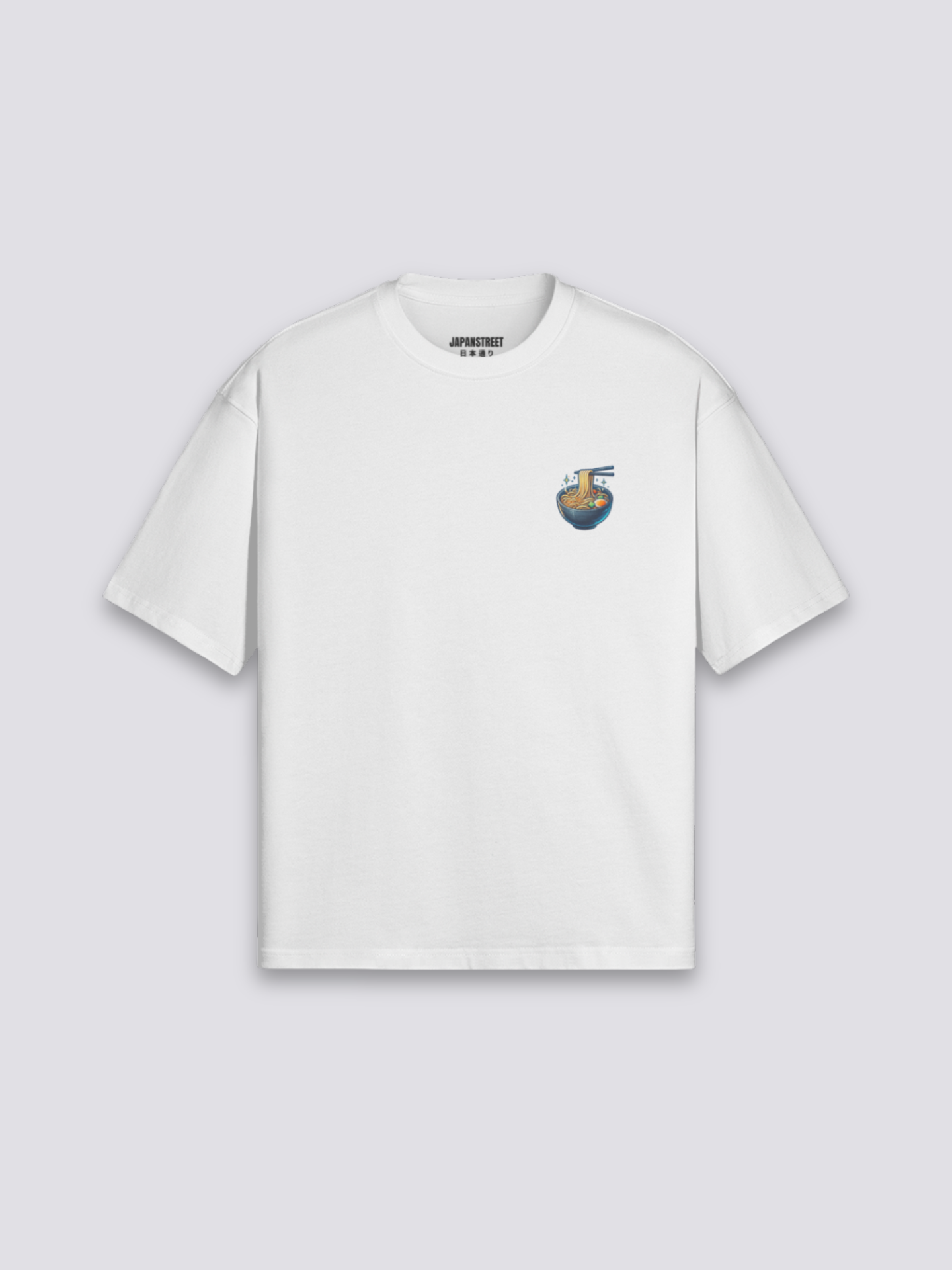 Ramen Nudel T-Shirt mit Schale im Ramen-Hunter-Geist, Food-Druck, oversize Baumwolle, Rückenansicht Farbvariante