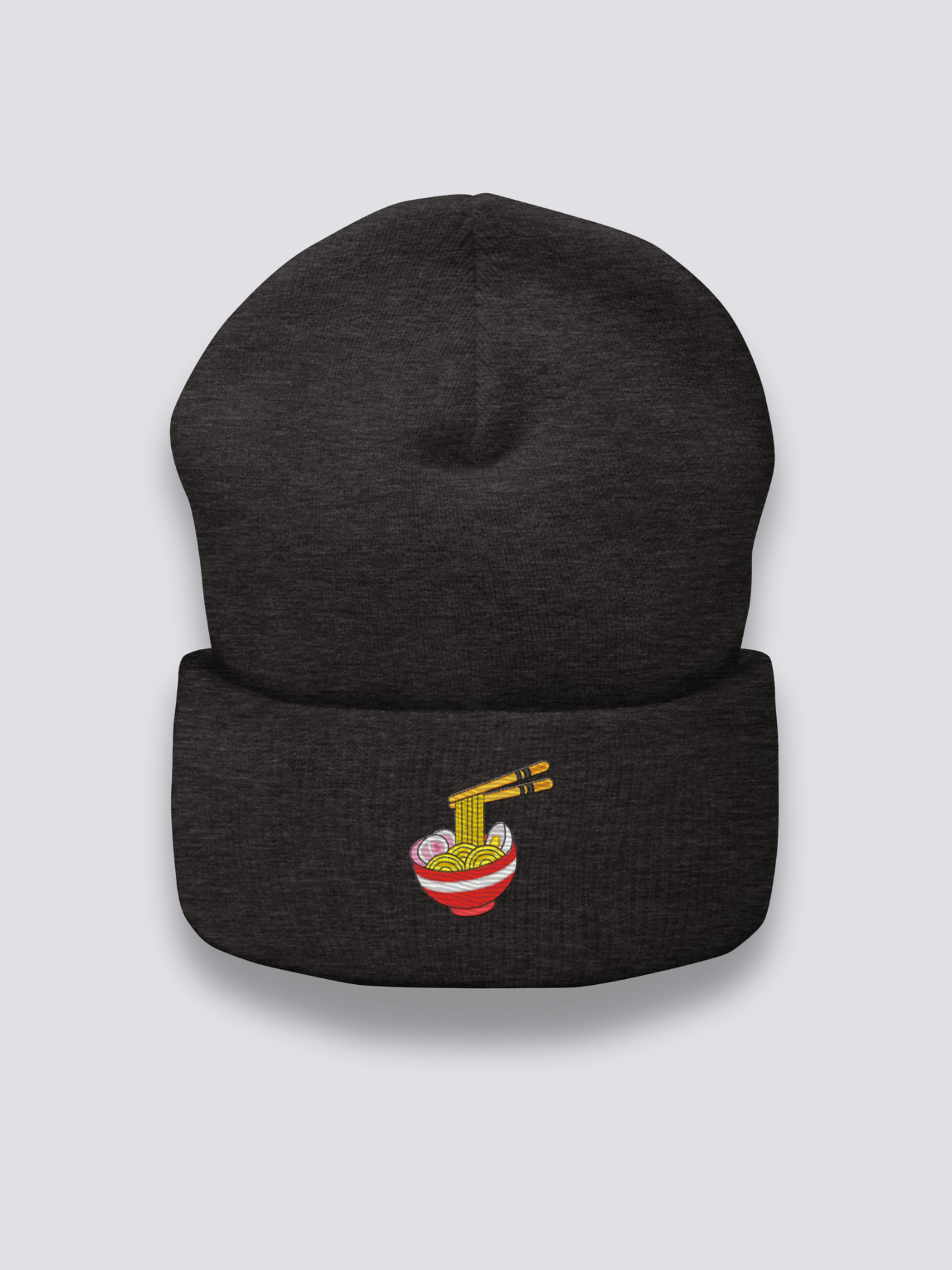 Ramen-Schale-Beanie – Beanie, gestickte dampfende Ramen-Schale mit Naruto, Seitenansicht