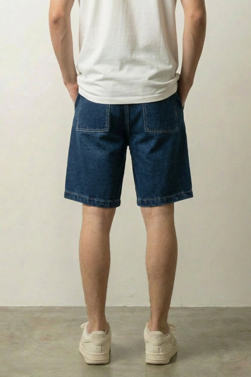 Raw Denim-Shorts, Rückansicht – Denim-Shorts Herren japanischer Streetwear