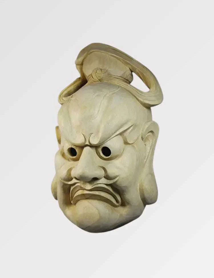Japanische Maske 'Komori' – Kunstobjekt, Skulptur im japanischen Design