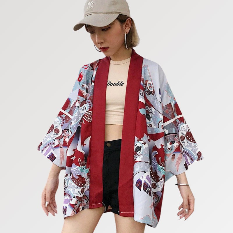 Roter Kimono für Damen 'Nobuko' – japanisches Gewand, Kimono im japanischen Design