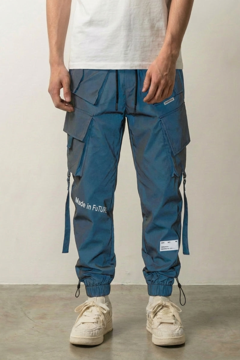 Reflektierende Tactical-Hose 'Track' – Streetwear-Hose Herren japanischer Stil, Vorderansicht