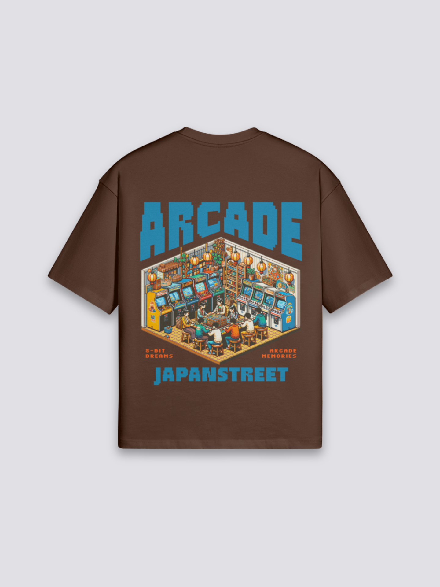 Retro Gaming T-Shirt mit 8-Bit-Spielhalle, nostalgischer Pixel-Druck, oversize Baumwolle, Nahaufnahme des Drucks