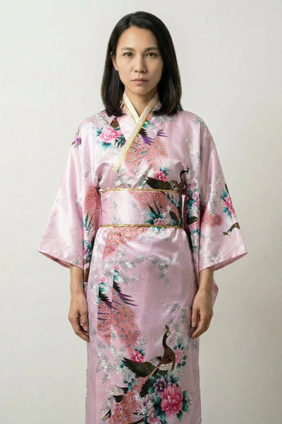 Rosa Pfauen-Kimono für Damen 'Hanami'