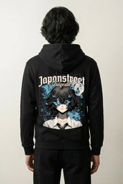 Schmetterling-Hoodie mit blaue Schmetterlinge, Rückenansicht des oversize Streetwear-Hoodies
