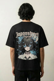 Schmetterling-T-Shirt mit dramatischem Porträt, Symbol der Verwandlung, oversize Baumwolle, Vorderansicht