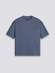 Schmetterling-T-Shirt mit dramatischem Porträt, Symbol der Verwandlung, oversize Baumwolle, Vorderansicht Farbvariante