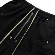 Schwarze Cargo-Shorts, Vorderansicht – Denim-Shorts Herren japanischer Streetwear