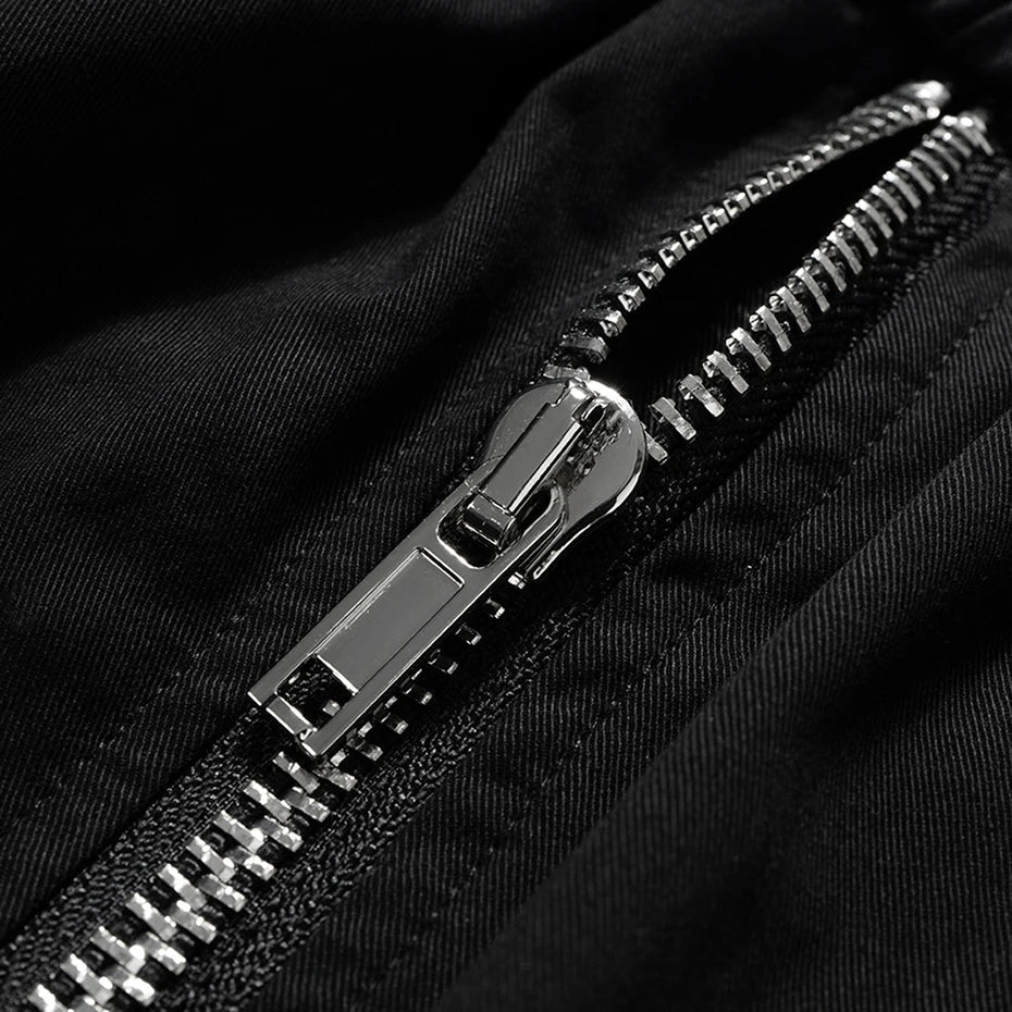Schwarze Cargo-Shorts, Rückansicht – Denim-Shorts Herren japanischer Streetwear