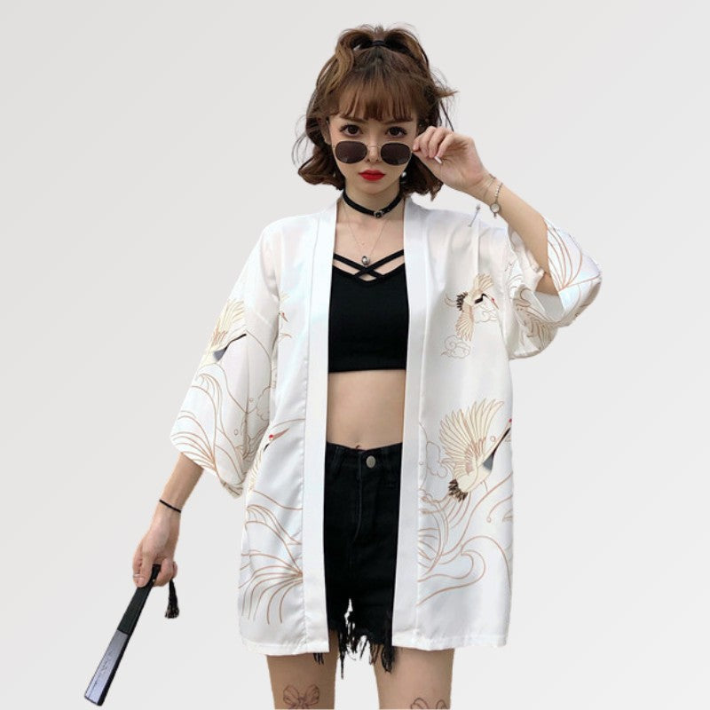 Kurzer Kimono für Frauen 'Setsuko' – Detail: lange Ärmel, Kimono japanischen Stil