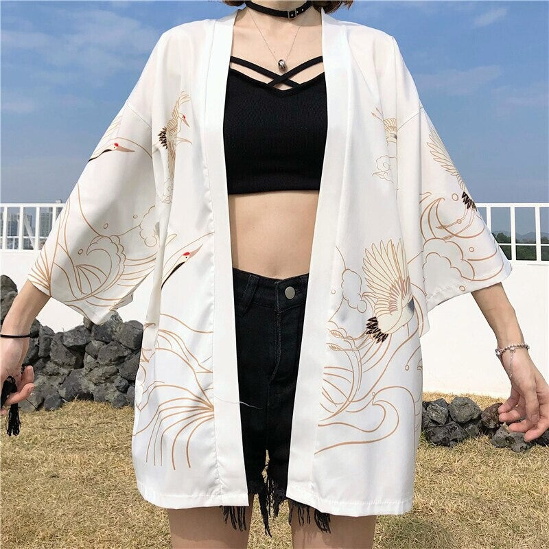 Kurzer Kimono für Frauen 'Setsuko' – Qualitäts-Detail Kimono Premium