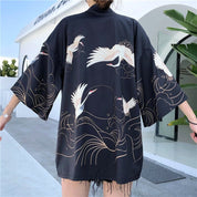 Kurzer Kimono für Frauen 'Setsuko' – mit Obi: detailreicher Kimono im japanischen Stil