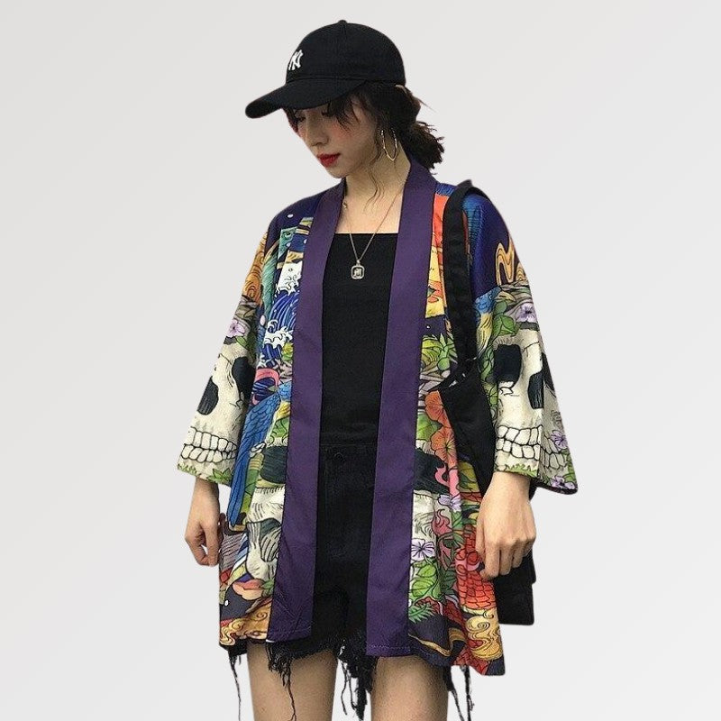 Totenkopf-Kimono 'Zugaikotsu' – japanisches Gewand, Kimono im japanischen Design