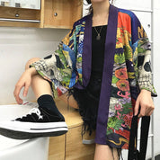 Totenkopf-Kimono 'Zugaikotsu' – mit Obi: detailreicher Kimono im japanischen Stil