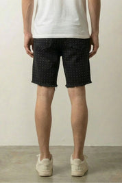 Strass-Denim-Shorts, Rückansicht – Denim-Shorts Herren japanischer Streetwear