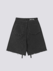 Strass-Denim-Shorts, getragene Ansicht – Denim-Shorts Herren japanischer Streetwear