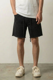 Strass-Denim-Shorts – Denim-Shorts Herren japanischer Streetwear, Vorderansicht