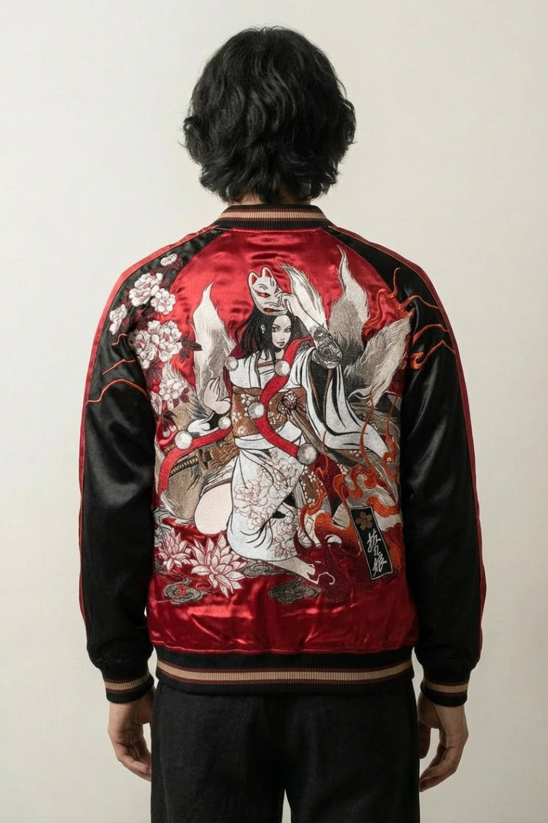 Kitsune-Sukajan 'Akuma no Hana' – Stickerei Rückseite