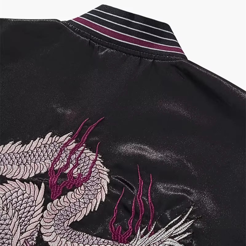 Bestickte Drachen-Sukajan 'Kokuryū Flame' – Detailansicht 8