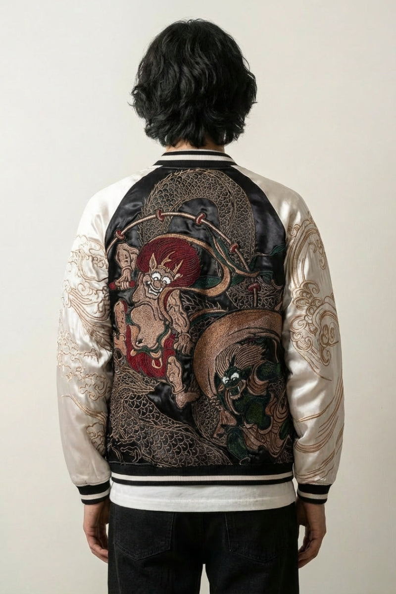 Japanische Yokai-Sukajan 'Fujin Raijin' – Detailansicht 2