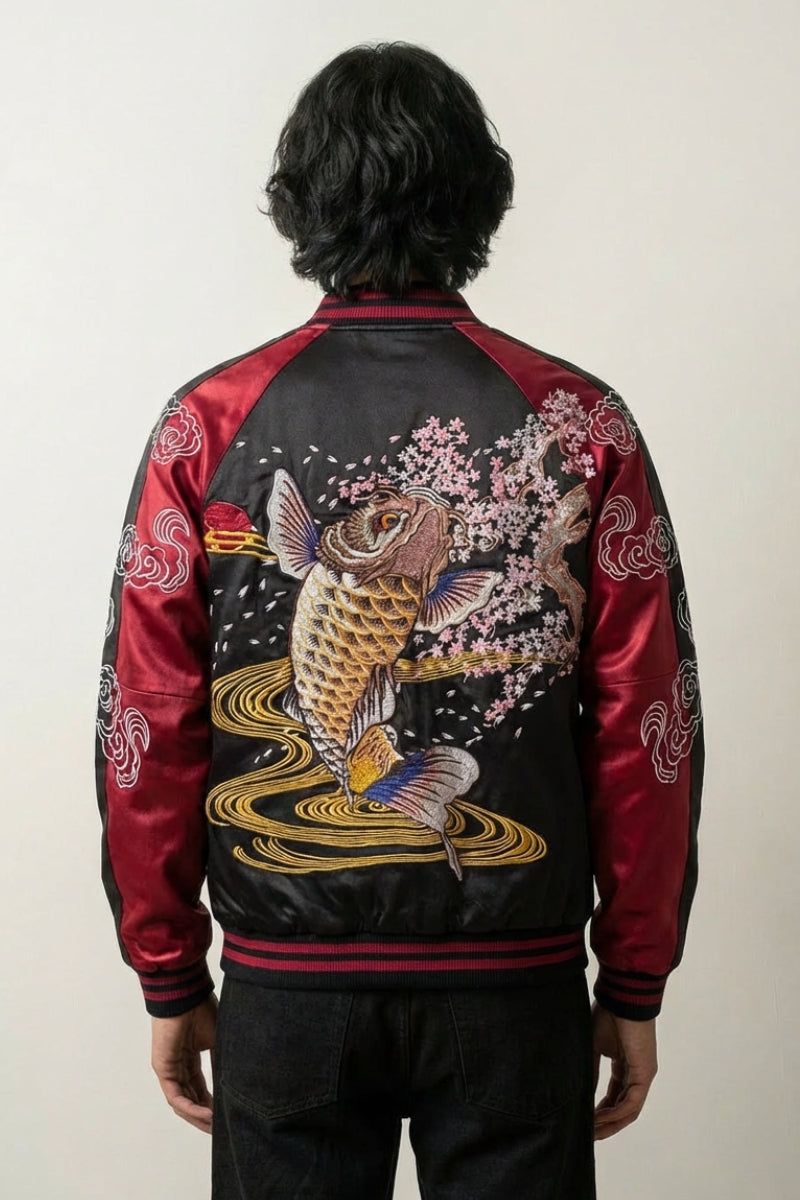 Koi-Sukajan 'Hanami no Taki' – Stickerei Rückseite