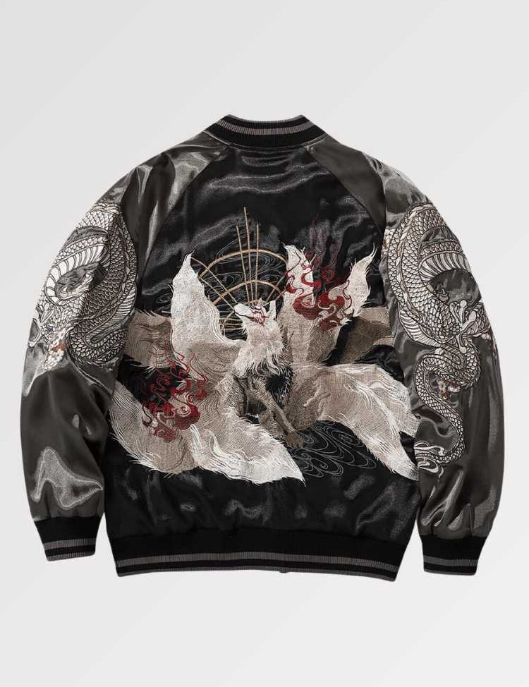 Japanische Sukajan-Jacke 'Aikido' – Patches, Varsity-Jacke im japanischen Design