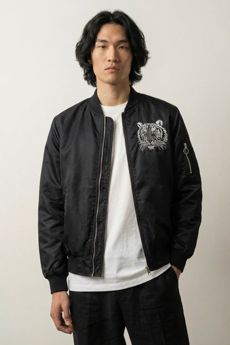 Mythischer Tiger Aviator-Bomber aus Leder – Detailansicht 3