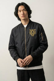 Mythischer Tiger Aviator-Bomber aus Leder – Detailansicht 4