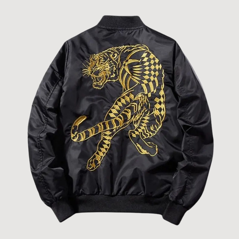 Mythischer Tiger Aviator-Bomber aus Leder – Detailansicht 5