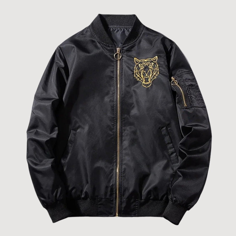 Mythischer Tiger Aviator-Bomber aus Leder – Detailansicht 7