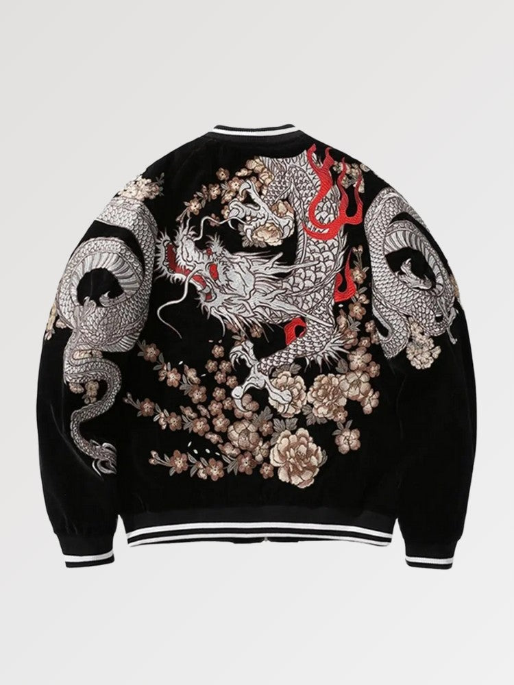 Sukajan mit Drachen im Bushido-Geist der Samurai, Ansicht der Ärmel