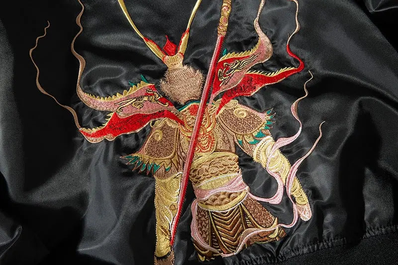 Japanische Bomberjacke für Herren 'Vintage Samurai' – Detailansicht 5