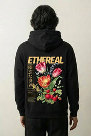 Japanischer Blumen-Hoodie - フラワーズ – Studioaufnahme Rückseite