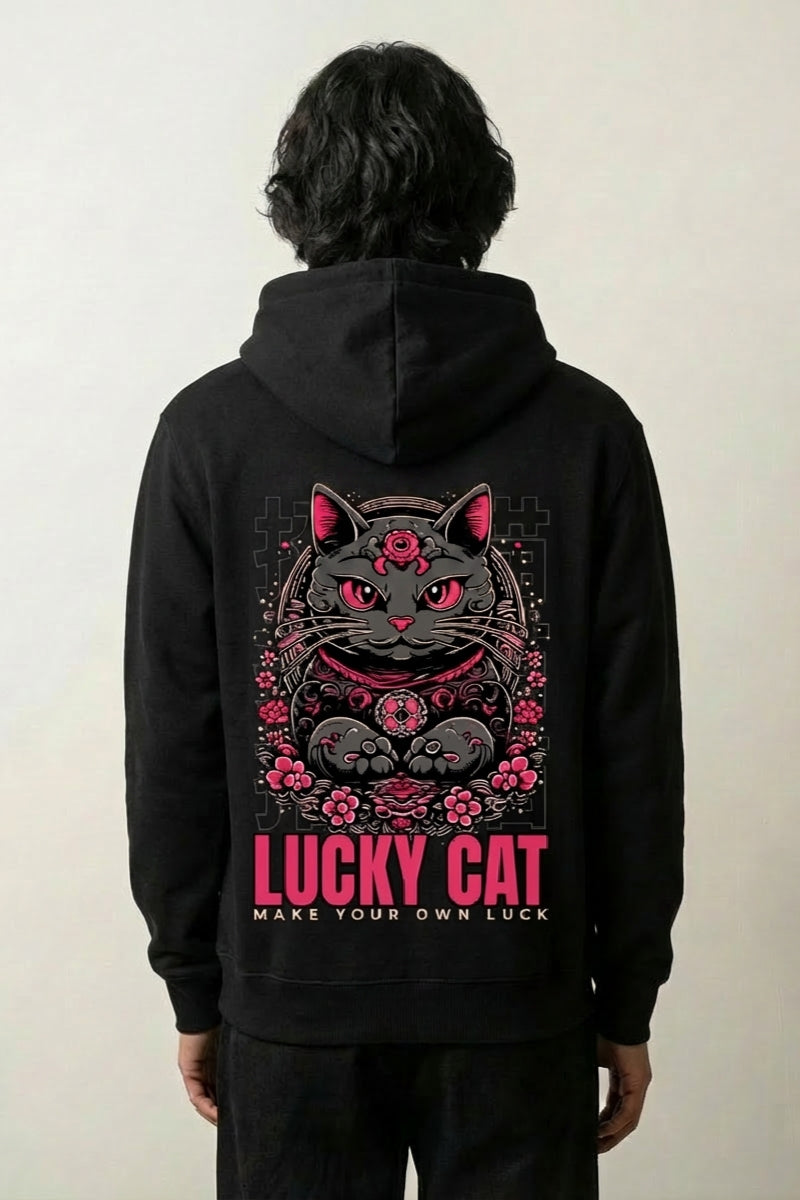 Maneki Neko Hoodie - 招き猫 – Studioaufnahme Rückseite