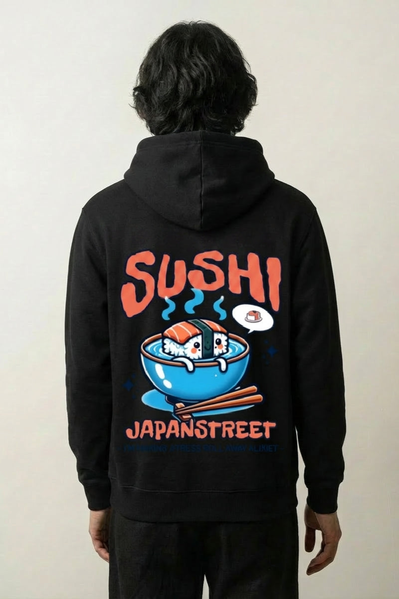Sushi Hoodie - サーモン寿司 – Studioaufnahme Rückseite