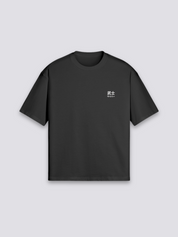T-Shirt mit japanischem Aufdruck, Mönch und Bonsai, Zen-Tranquility-Druck, oversize Baumwolle, Gesamtansicht getragen