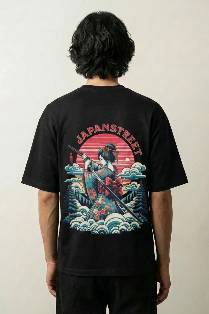 Japanisches T-Shirt mit Druck - げいしゃ – Studioaufnahme