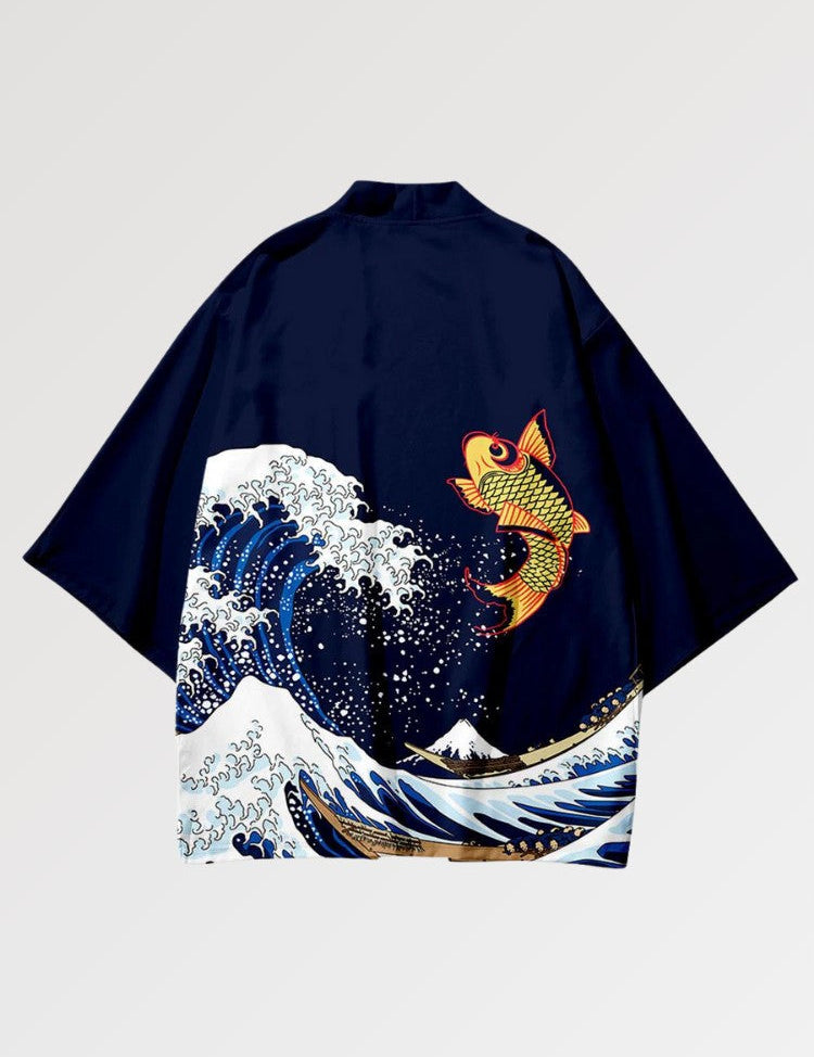 Haori 'Die große Welle vor Kanagawa' – Kimono im traditionellen japanischen Stil für Herren und Damen