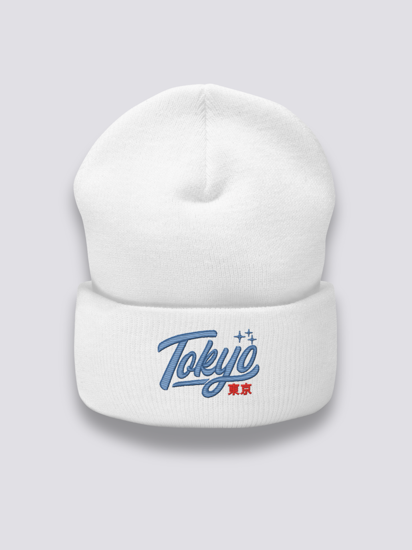 Tokyo Baseball-Beanie – Beanie, gestickter kursiver Vintage-Tokyo-Schriftzug, Vorderansicht
