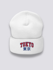 Tokyo Logo Beanie – Beanie, gesticktes Varsity-Tokyo-Logo, Vorderansicht